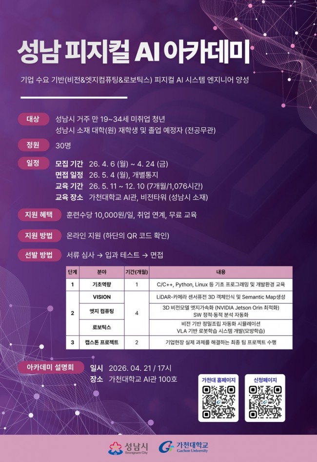 성남시, 인공지능(AI) 청년 인재 양성 나선다…'피지컬 AI 아카데미' 출범