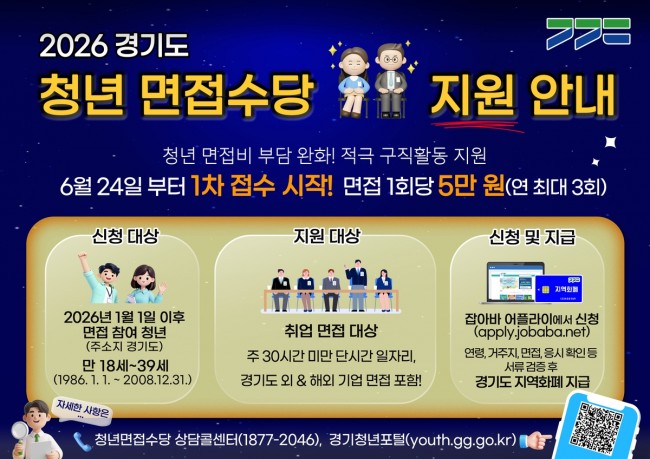 '경기도 청년 면접수당' 6월 24일부터 1차 접수 시작