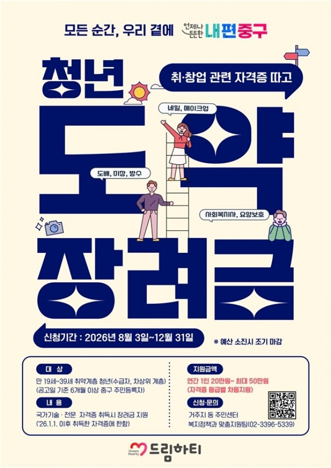 서울 중구, 청년 '꿈' 응원하는 도약장려금 지원…자격증 취득하면 최대 50만 원